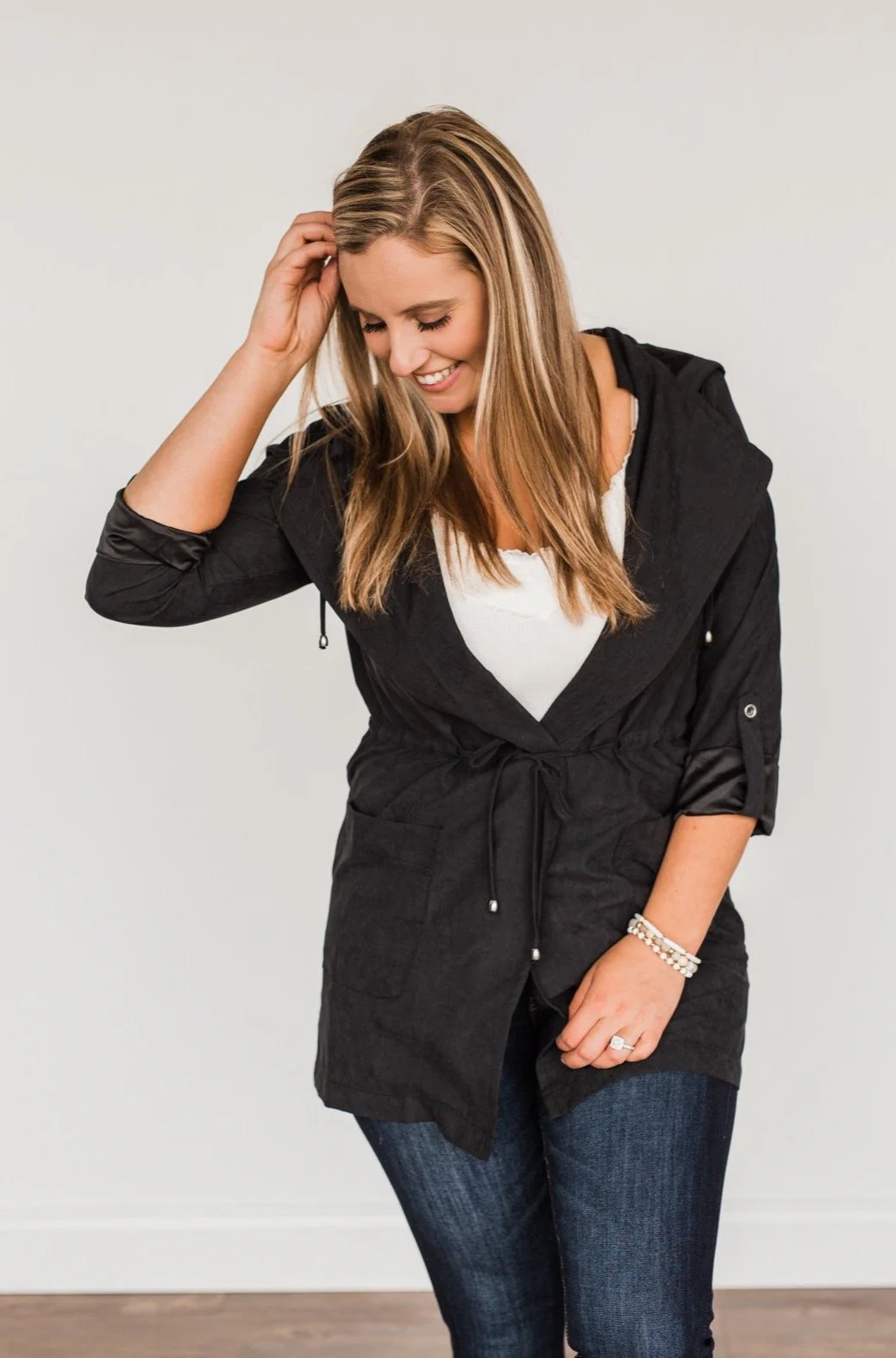 Go Getter Open Front Lightweight Jacket- Black - Image 5