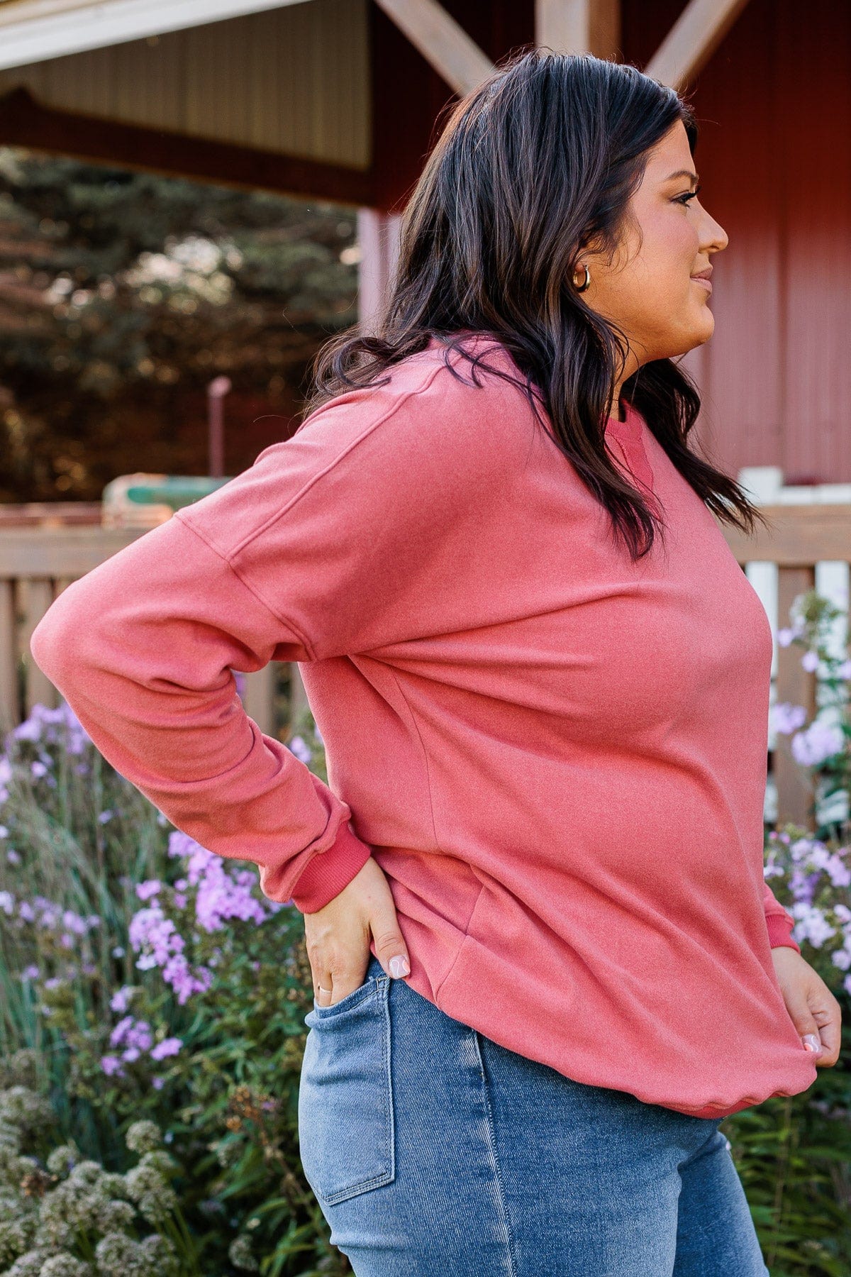 Go The Distance Crew Neck Pullover- Berry - Image 7