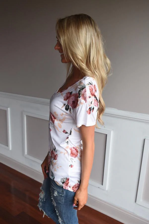 Go To Floral V-Neck ~ Dusty Coral - Image 6
