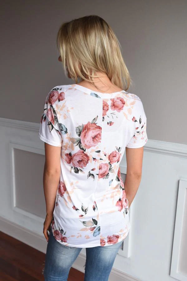 Go To Floral V-Neck ~ Dusty Coral - Image 7