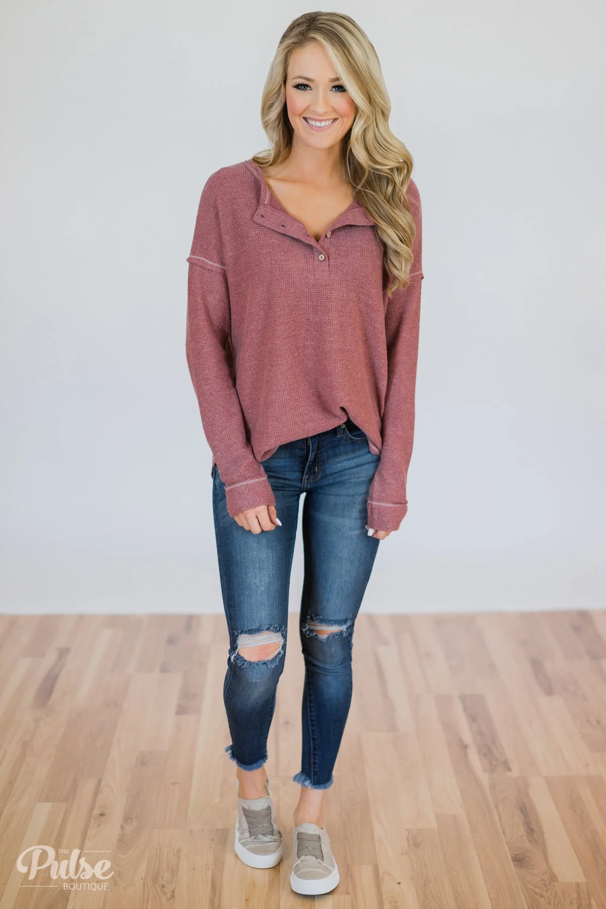 Go-To Henley Thermal Top- Brick - Image 3