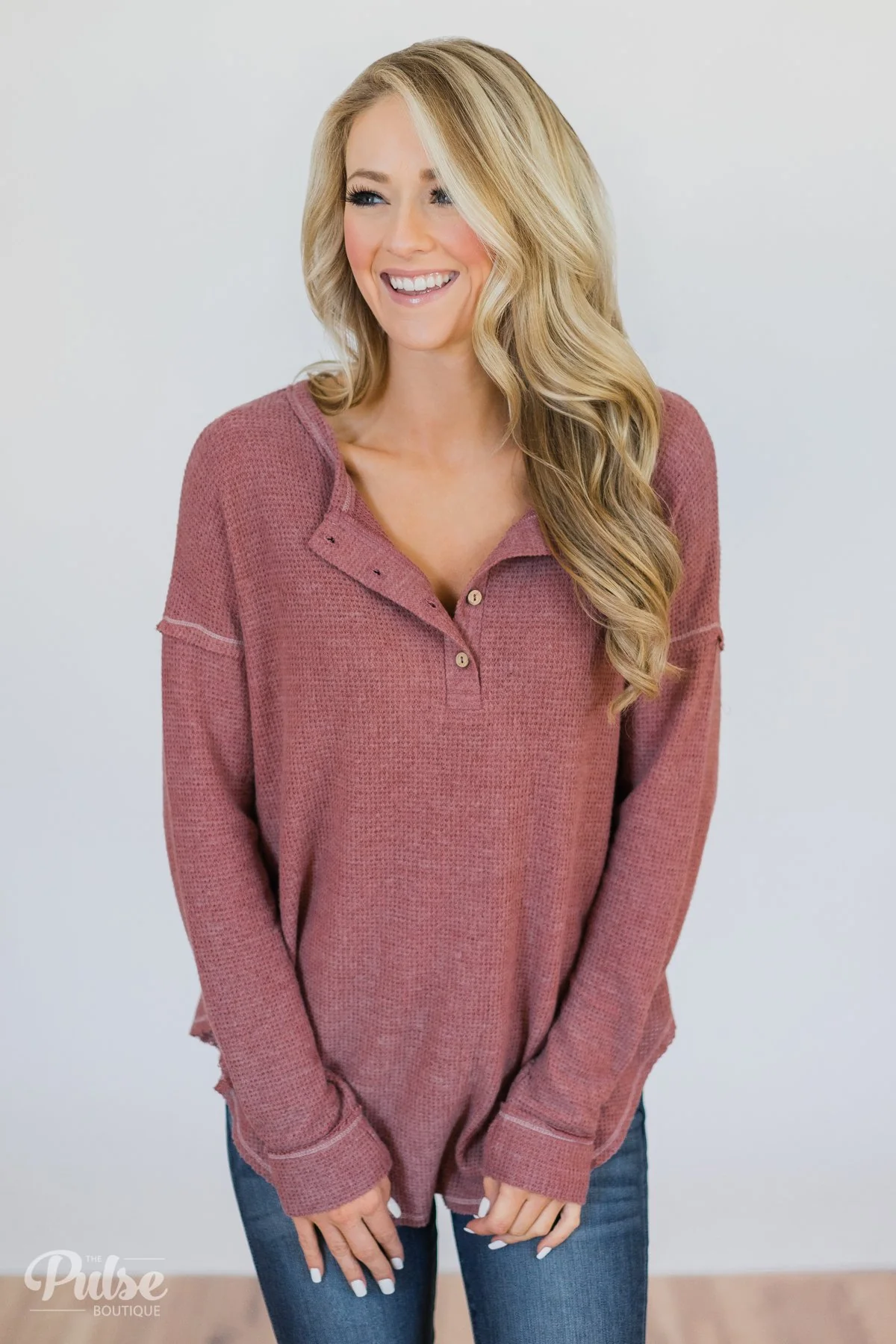 Go-To Henley Thermal Top- Brick - Image 4