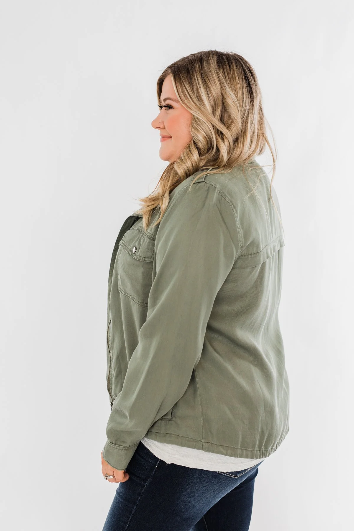 Going Places Lightweight Drawstring Jacket- Olive - Image 10