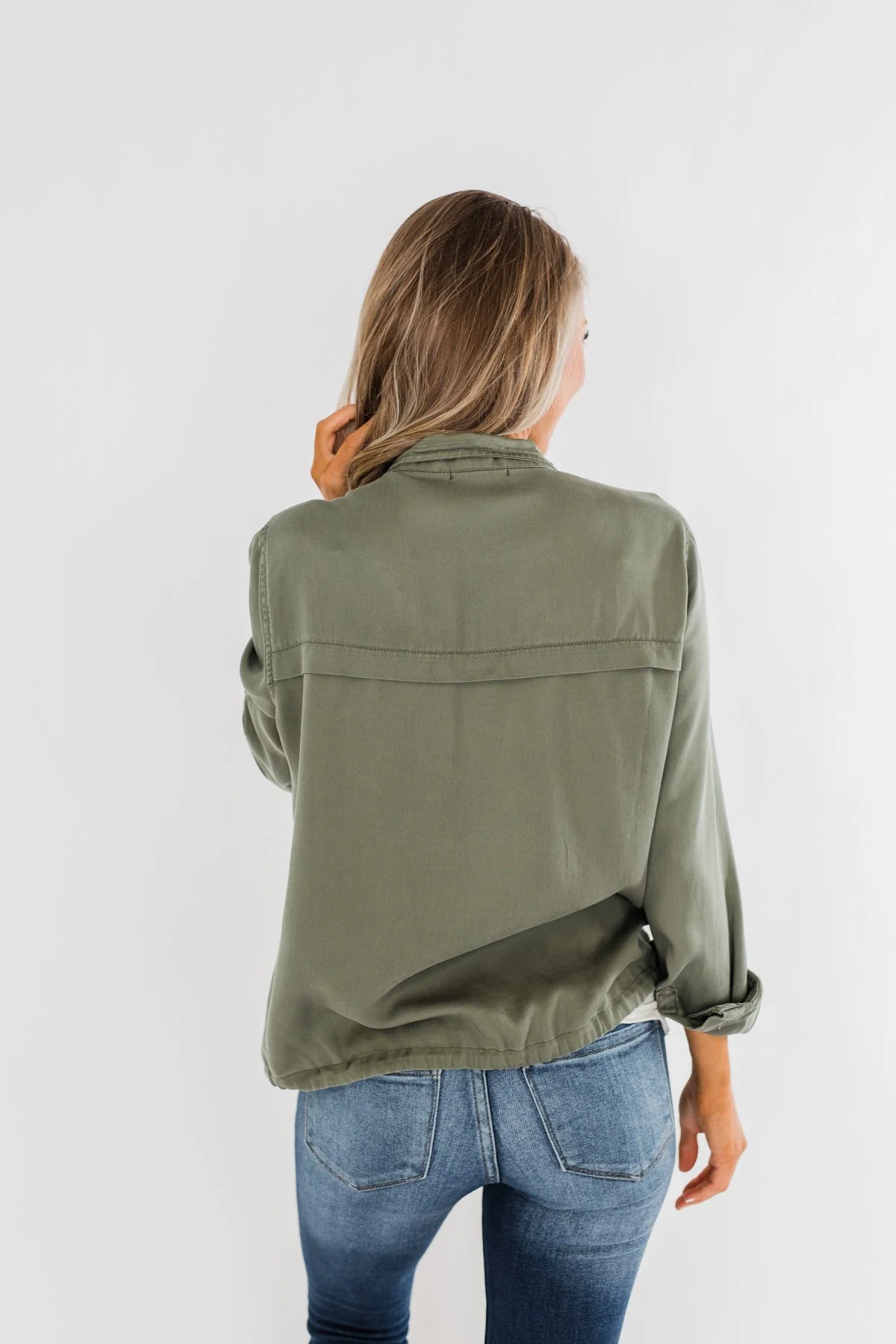 Going Places Lightweight Drawstring Jacket- Olive - Image 13
