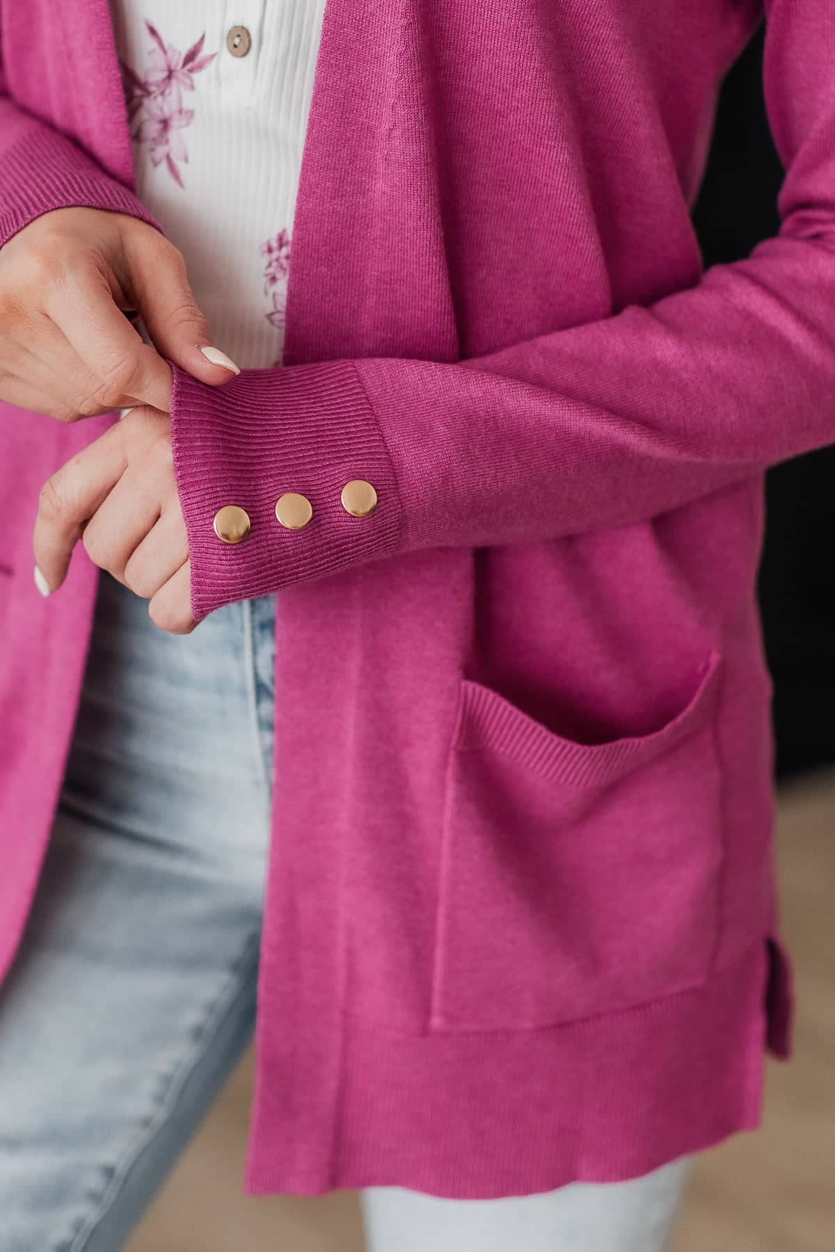 Going With You Open Front Knit Cardigan- Berry - Image 3
