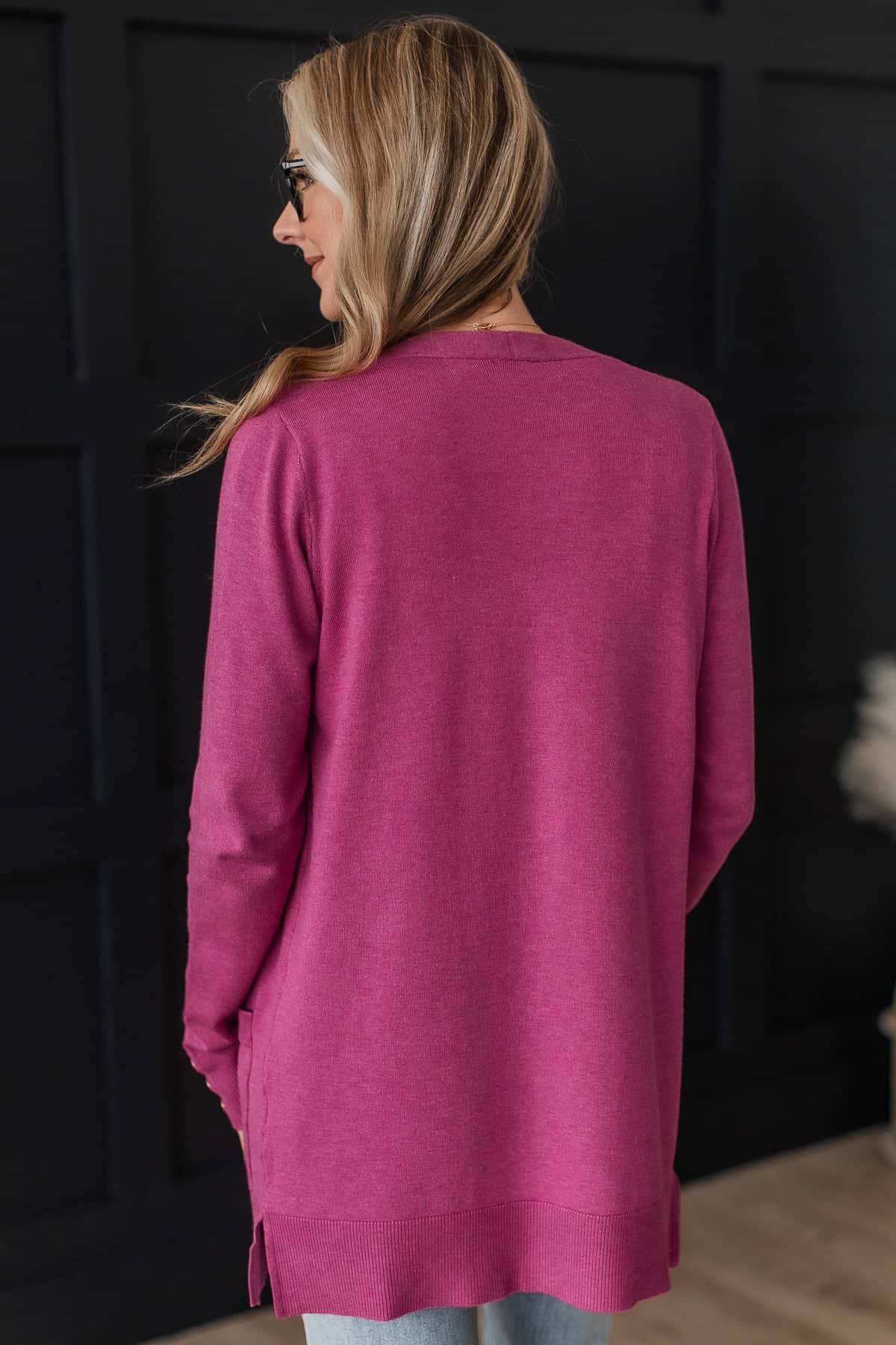 Going With You Open Front Knit Cardigan- Berry - Image 6