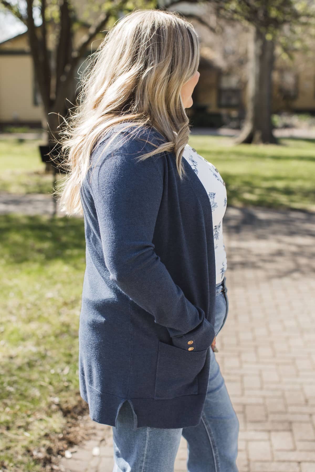 Going With You Open Front Knit Cardigan- Navy - Image 7