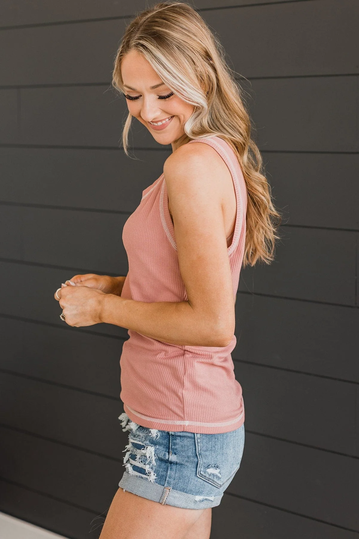 Good Attitude Ribbed Knit Tank Top- Mauve - Image 6