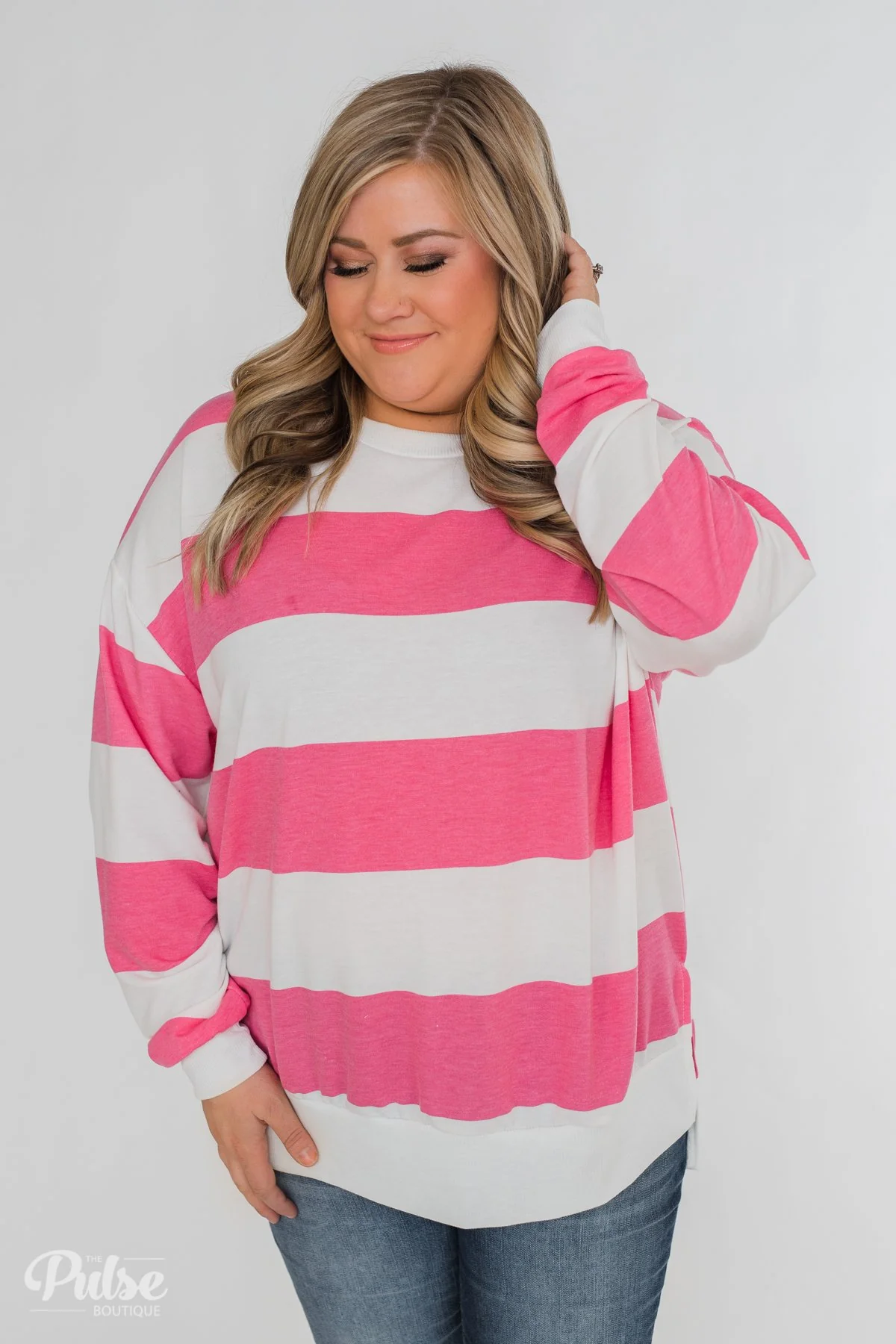 Good Day for Sunshine Striped Pullover- Pink & Off White - Image 22