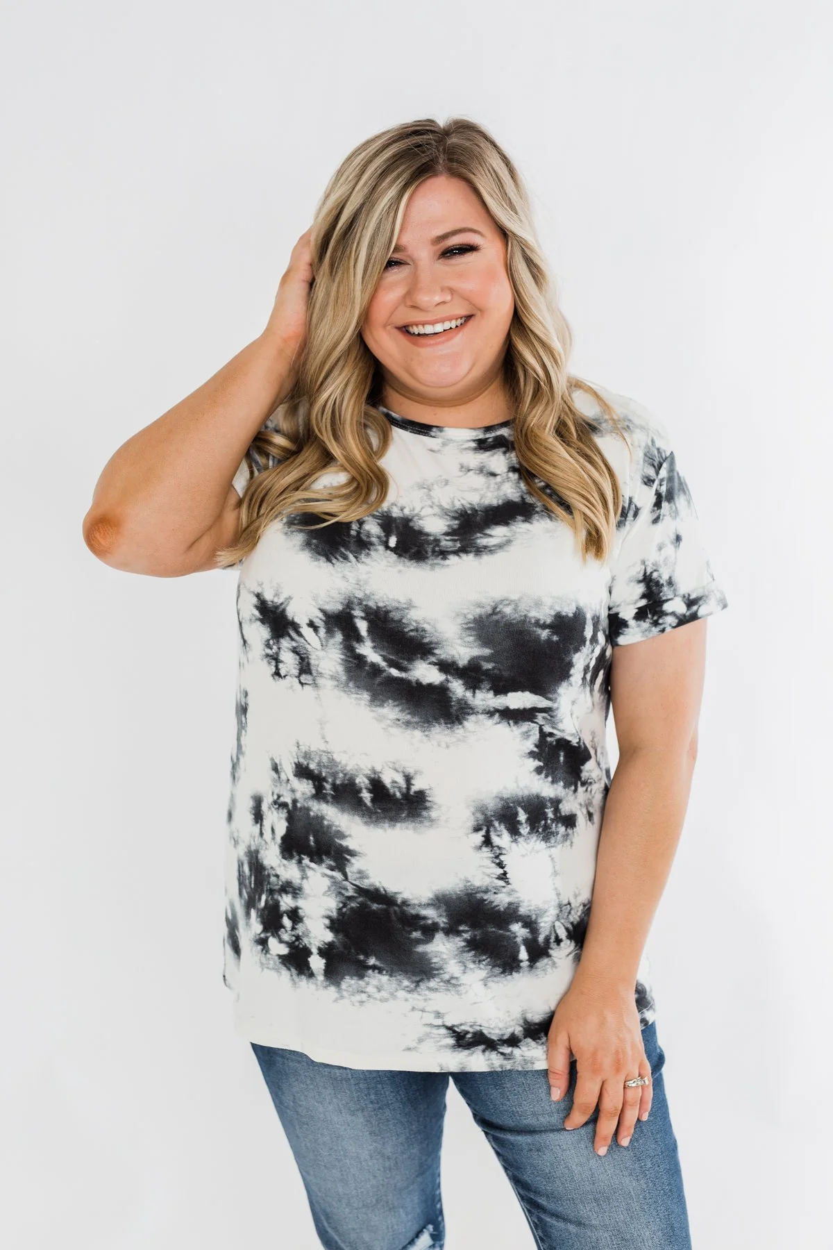 Good Feeling Tie Dye Top- Black & White - Image 10