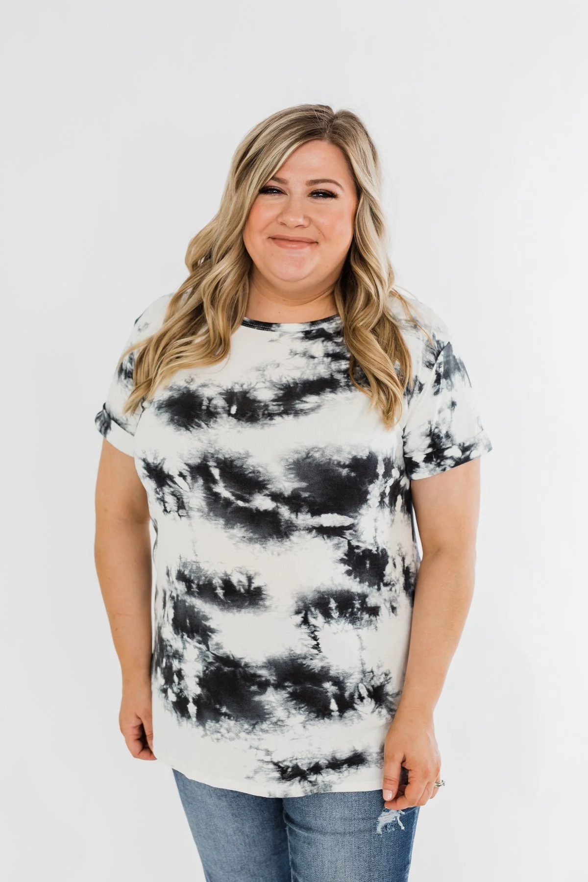 Good Feeling Tie Dye Top- Black & White - Image 7
