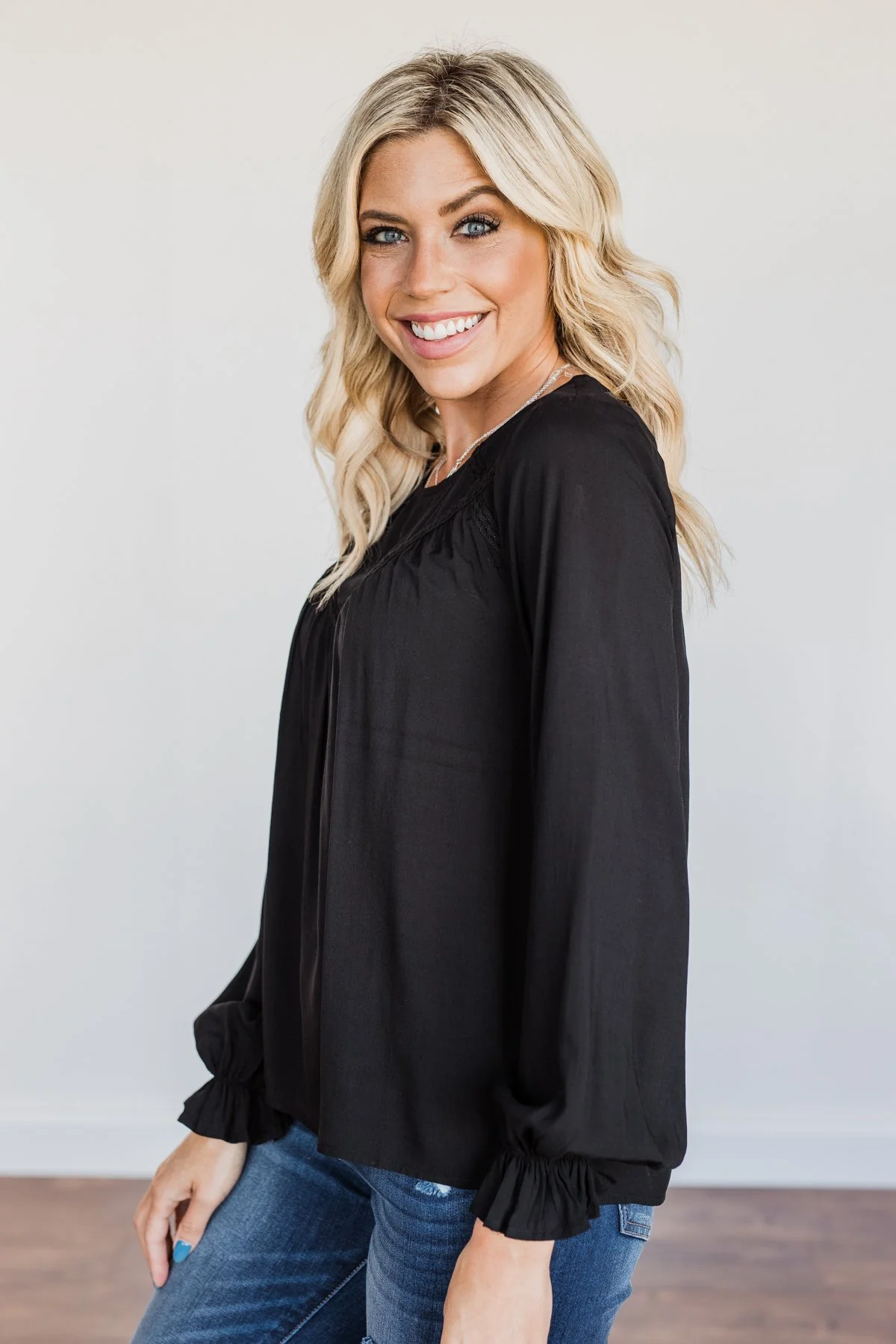 Good For You Long Sleeve Blouse- Black - Image 13