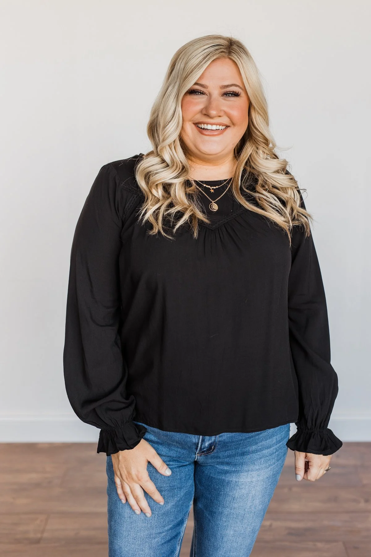Good For You Long Sleeve Blouse- Black - Image 6