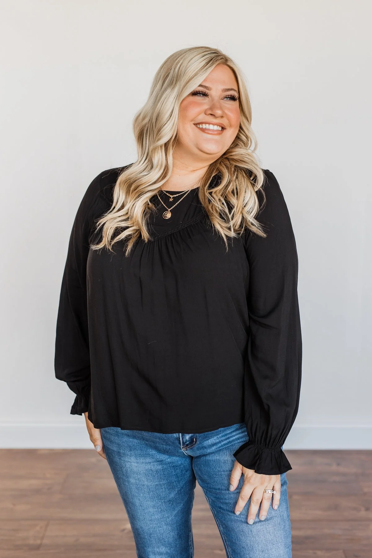 Good For You Long Sleeve Blouse- Black - Image 9
