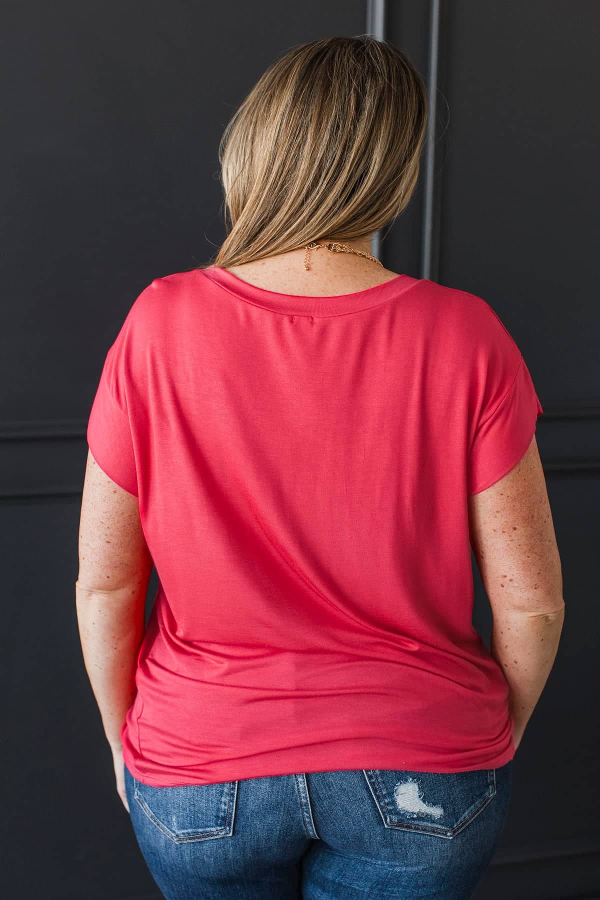 Good Karma Cap Sleeve Top- Coral Red - Image 6
