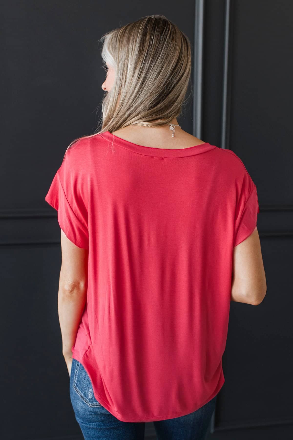 Good Karma Cap Sleeve Top- Coral Red - Image 7
