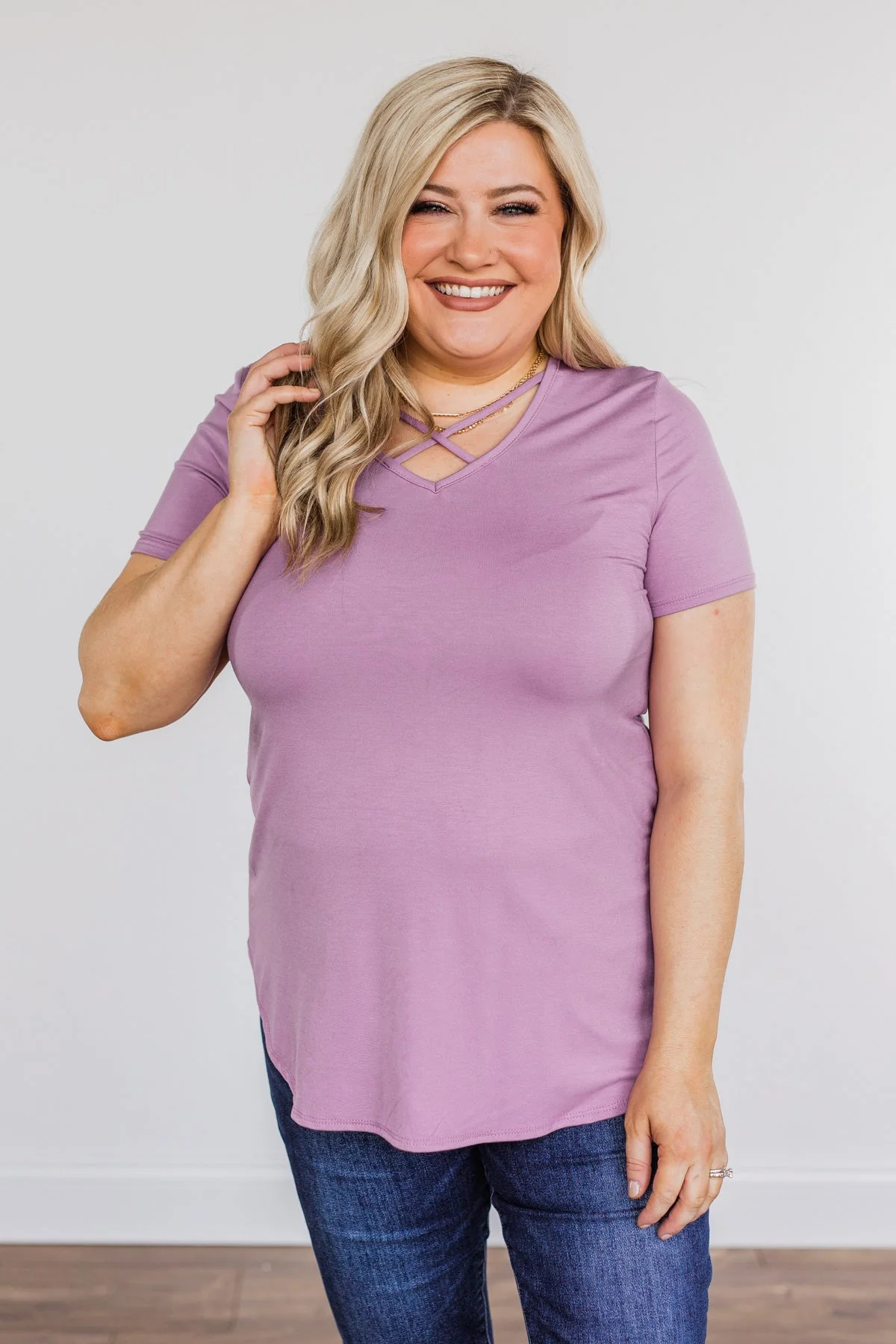 Good Moods Criss-Cross Top- Purple - Image 4