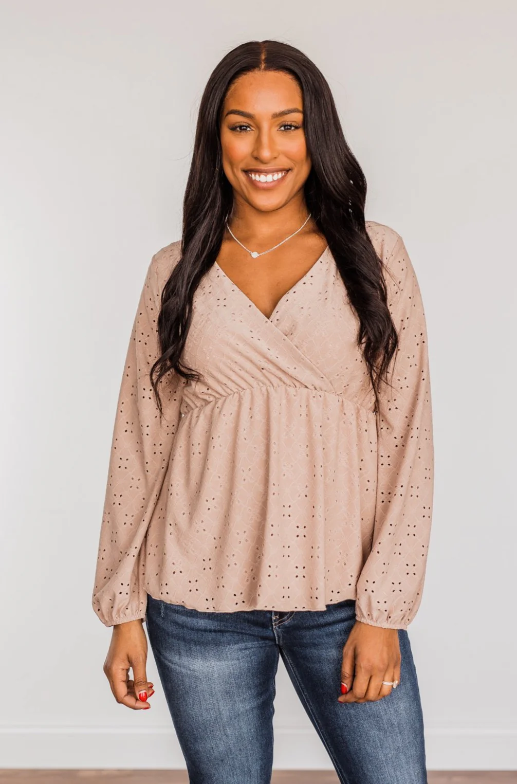 Good Morning Beautiful Babydoll Top- Taupe - Image 2