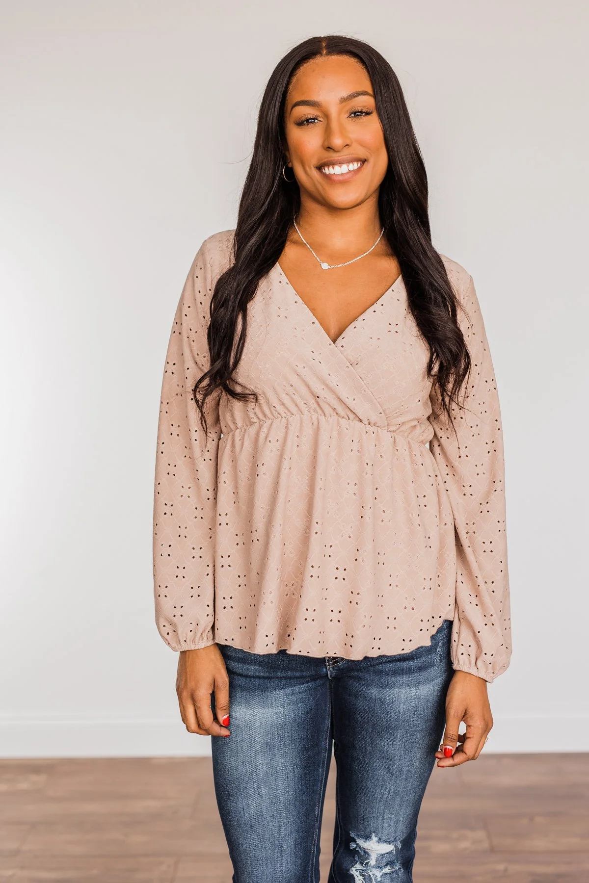 Good Morning Beautiful Babydoll Top- Taupe - Image 5