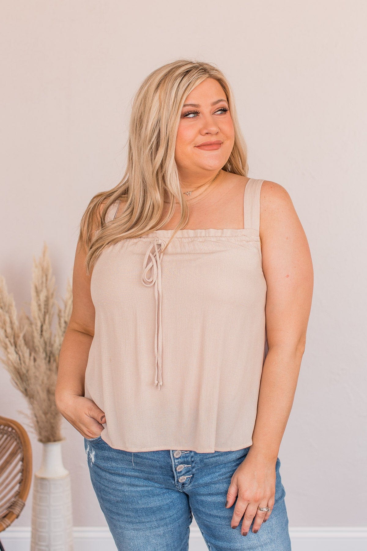 Good Natured Soul Cropped Tank- Beige - Image 2