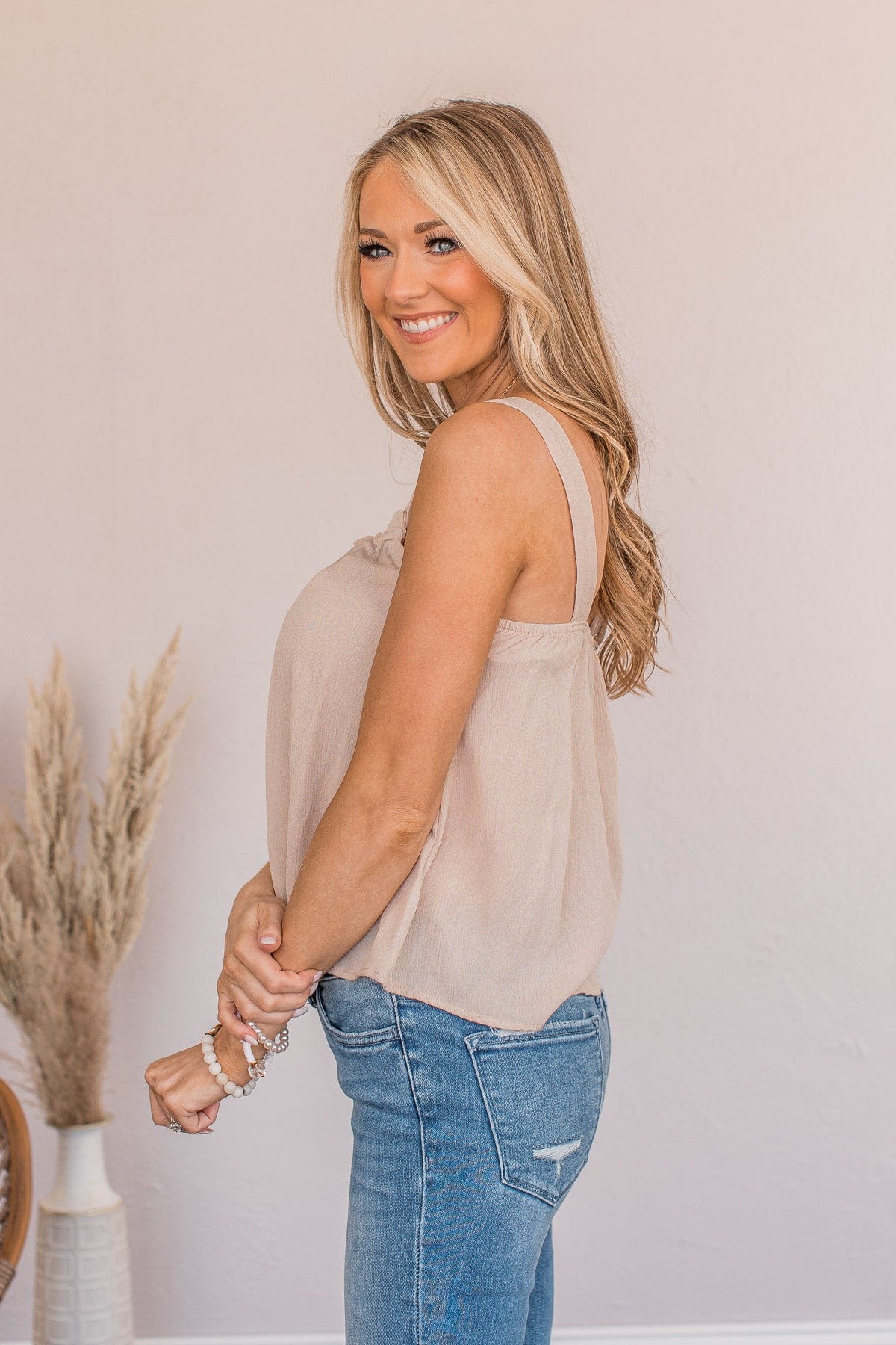 Good Natured Soul Cropped Tank- Beige - Image 4