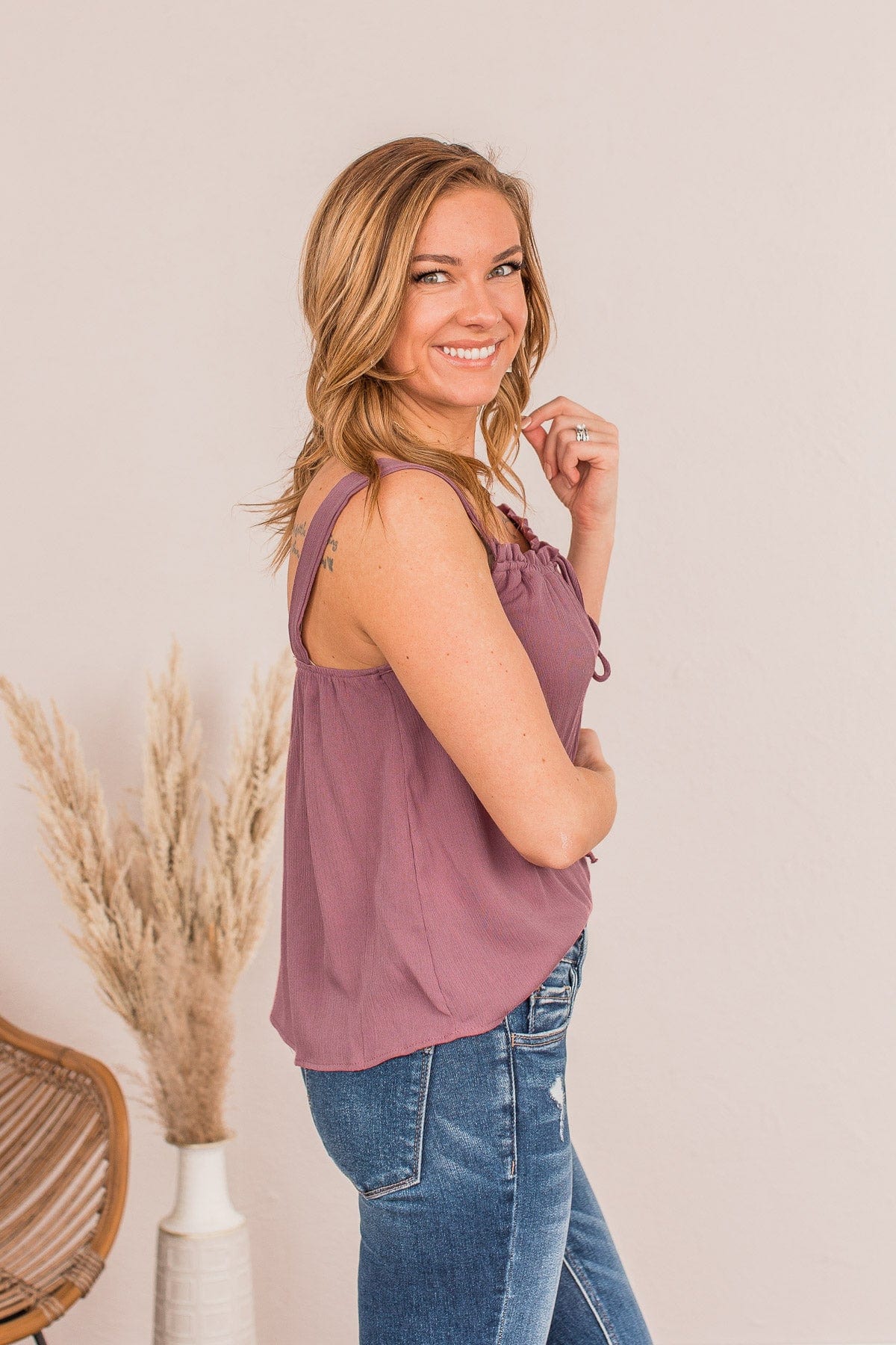 Good Natured Soul Cropped Tank- Dark Mauve - Image 5
