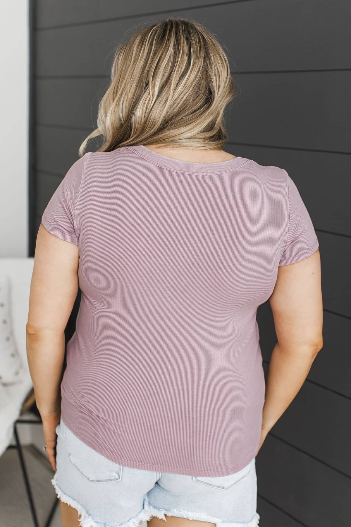 Good Opportunities Short Sleeve Ribbed Top- Dusty Lilac - Image 6