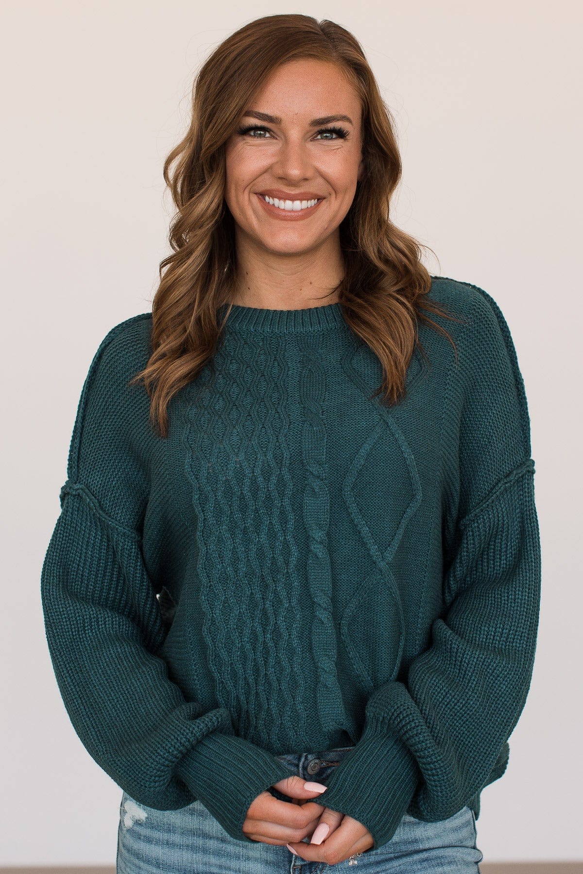 Good Things Await Knit Sweater- Dark Teal - Image 5