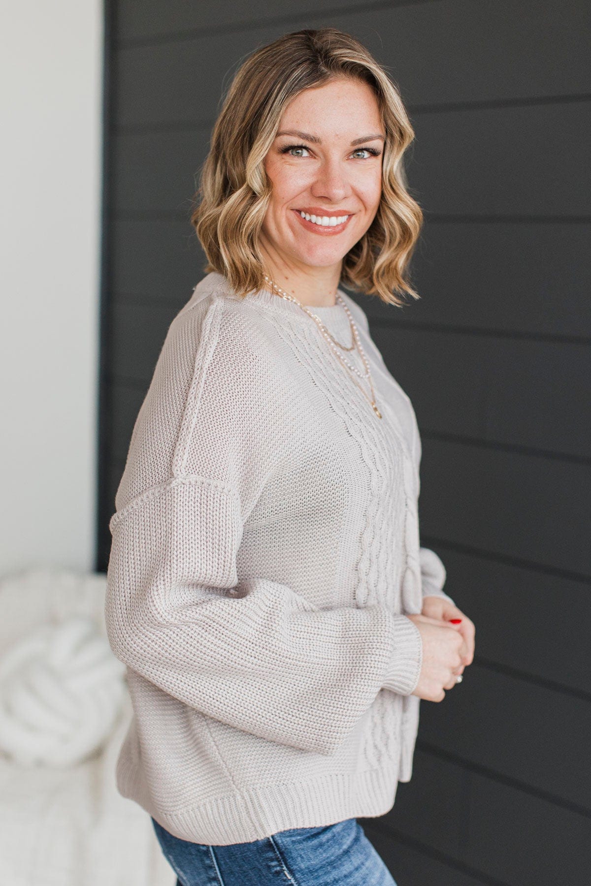 Good Things Await Knit Sweater- Silver - Image 6