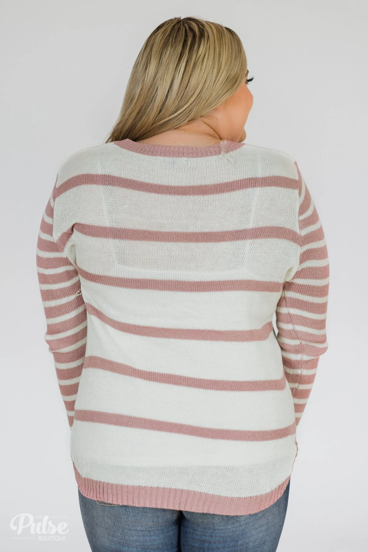 Good Things Coming Striped Knit Sweater- Light Mauve - Image 10