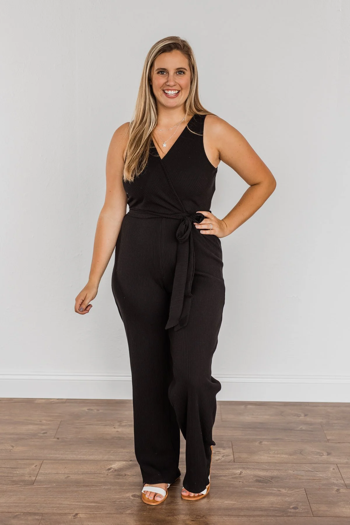 Good Times Are Coming Ribbed Knit Jumpsuit- Black - Image 3
