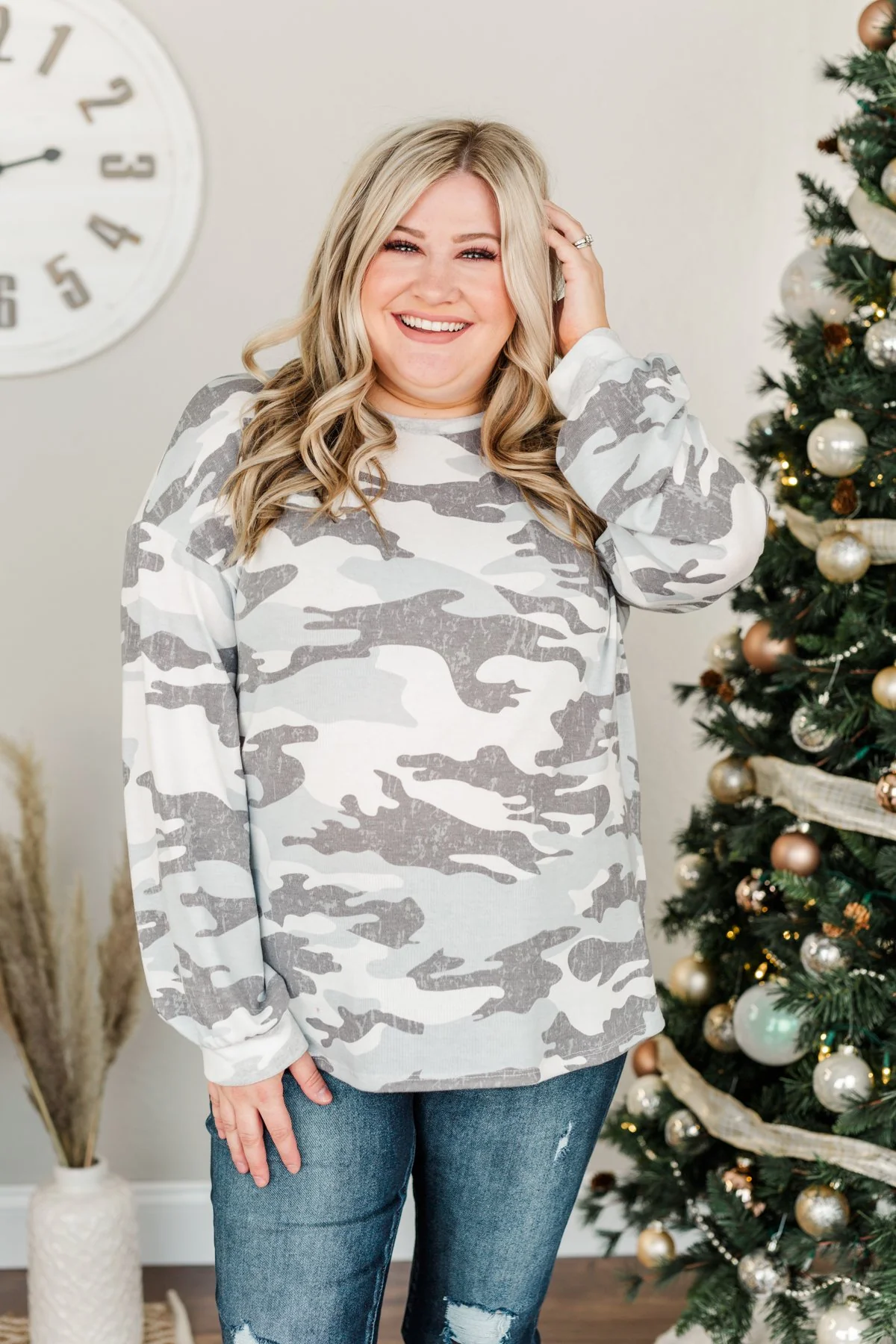 Good Times To Come Pullover Top- Grey Camo - Image 5