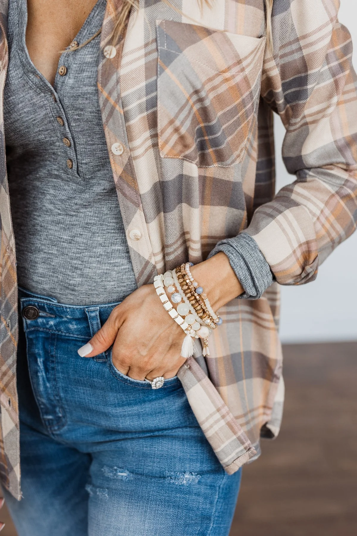 Something Sweet Stackable Bracelet Set- Cream & Gold - Image 2