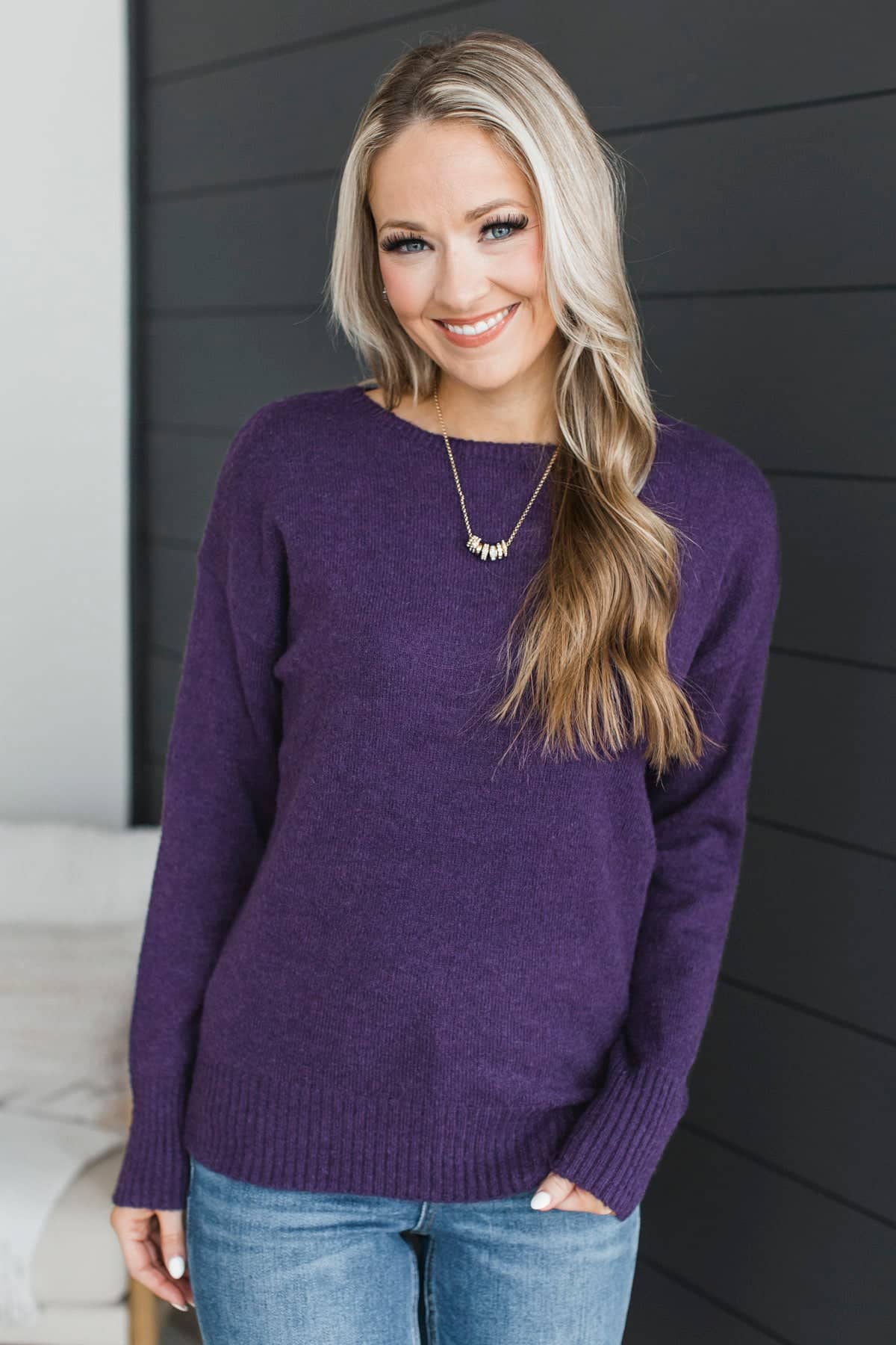 Gorgeous As Always Knit Sweater- Dark Purple