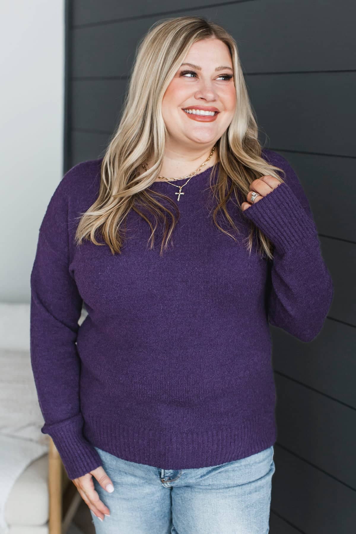 Gorgeous As Always Knit Sweater- Dark Purple - Image 2