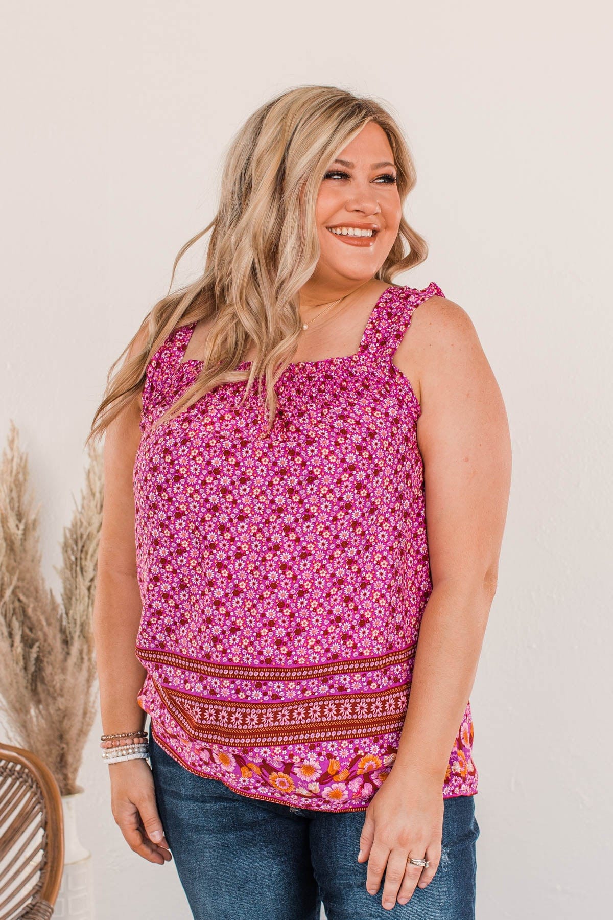 Gorgeous Dream Floral Tank- Magenta