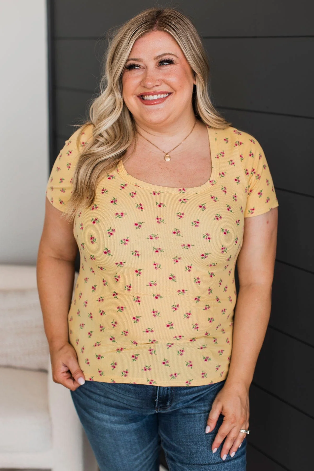 Got Me Good Short Sleeve Floral Top- Yellow - Image 2