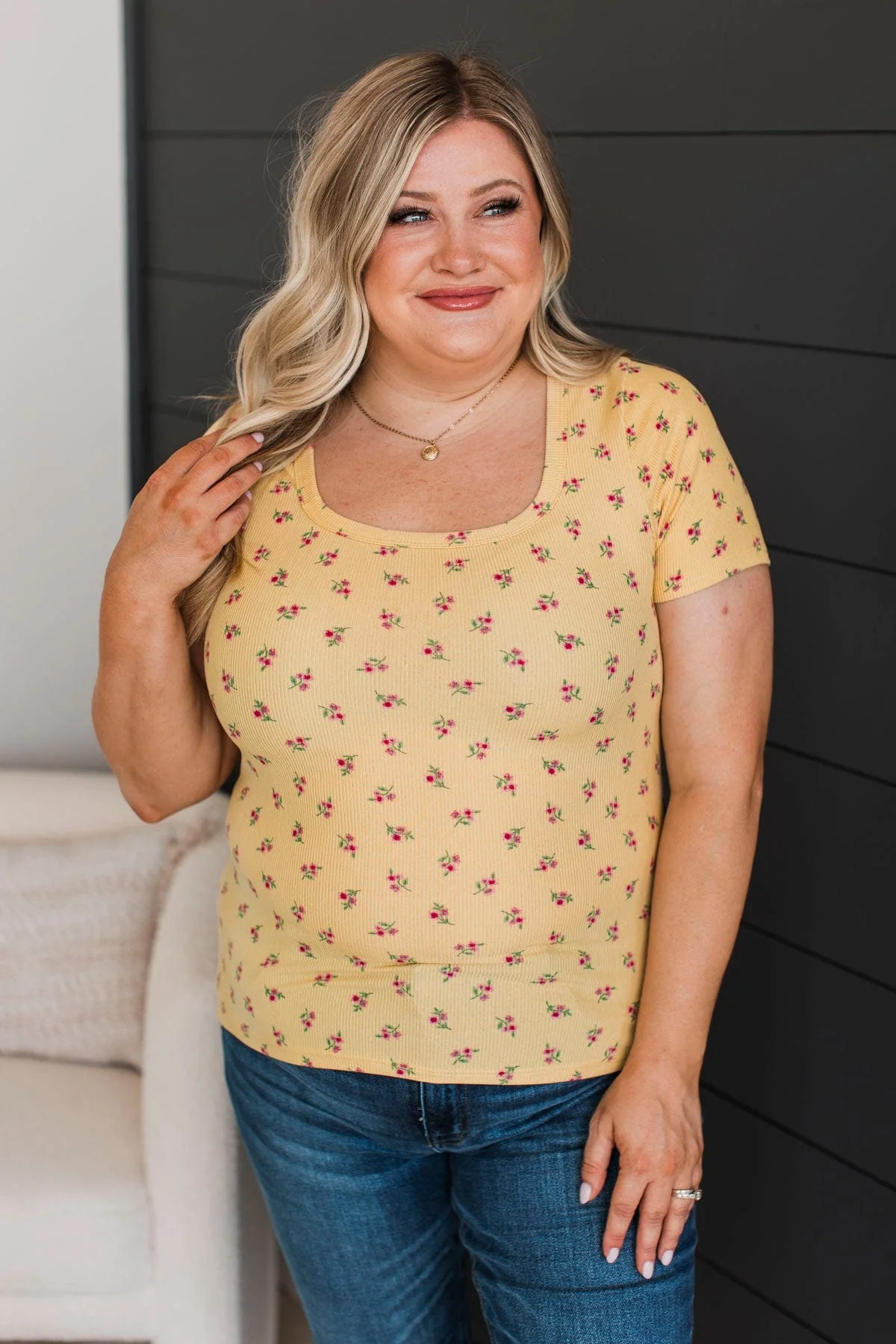 Got Me Good Short Sleeve Floral Top- Yellow - Image 4