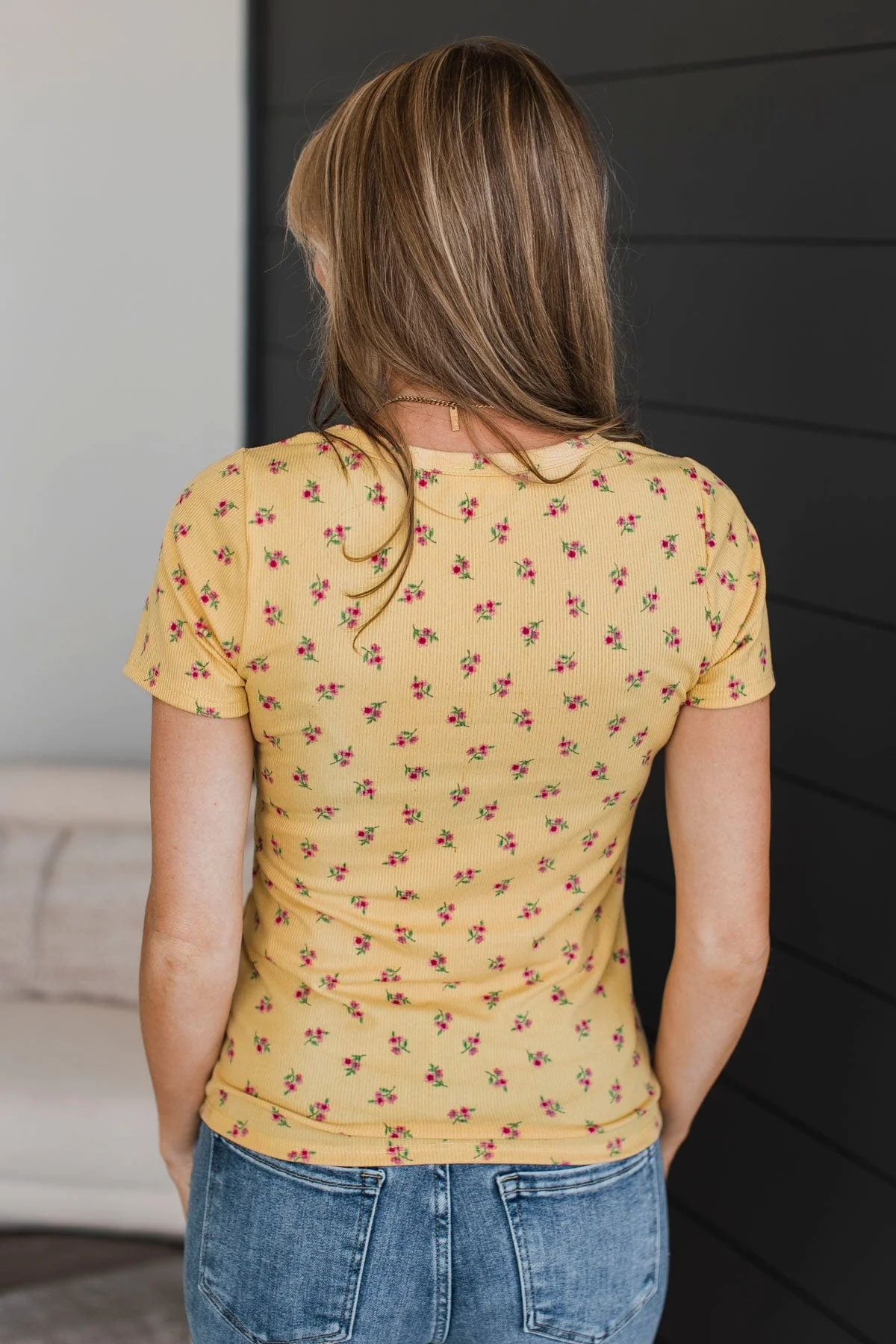 Got Me Good Short Sleeve Floral Top- Yellow - Image 7