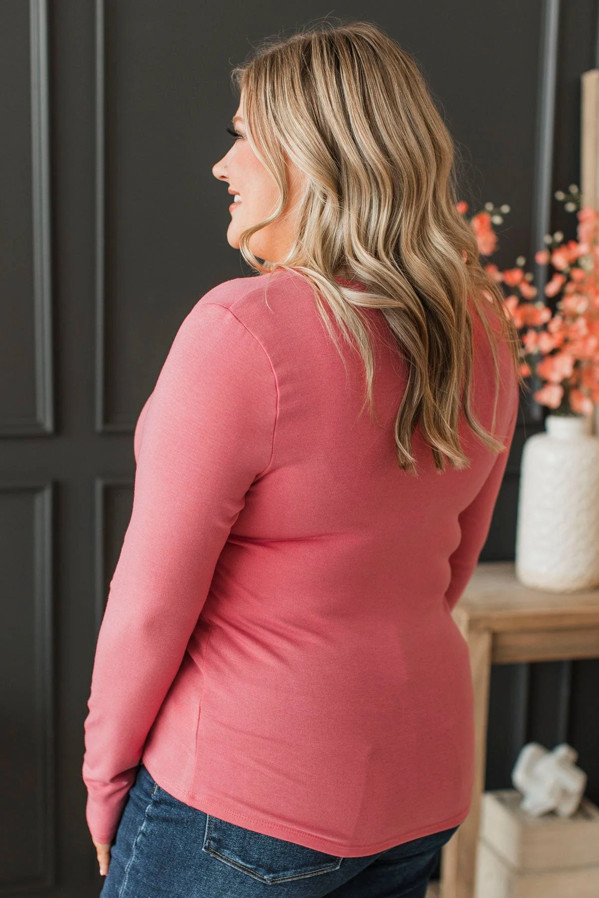 Got The Look Long Sleeve Top- Coral Pink - Image 6