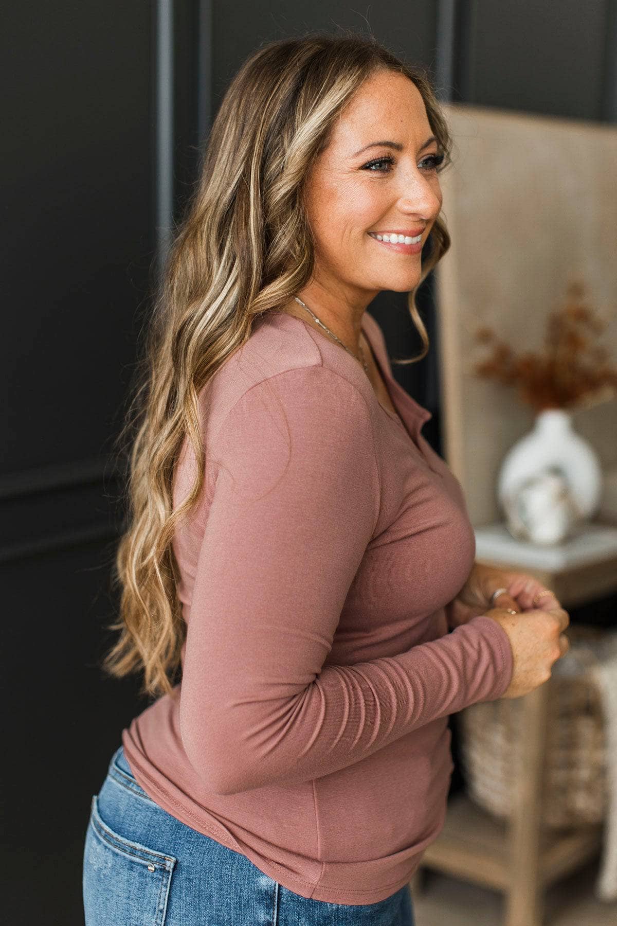 Got The Look Long Sleeve Top- Dusty Mauve - Image 6