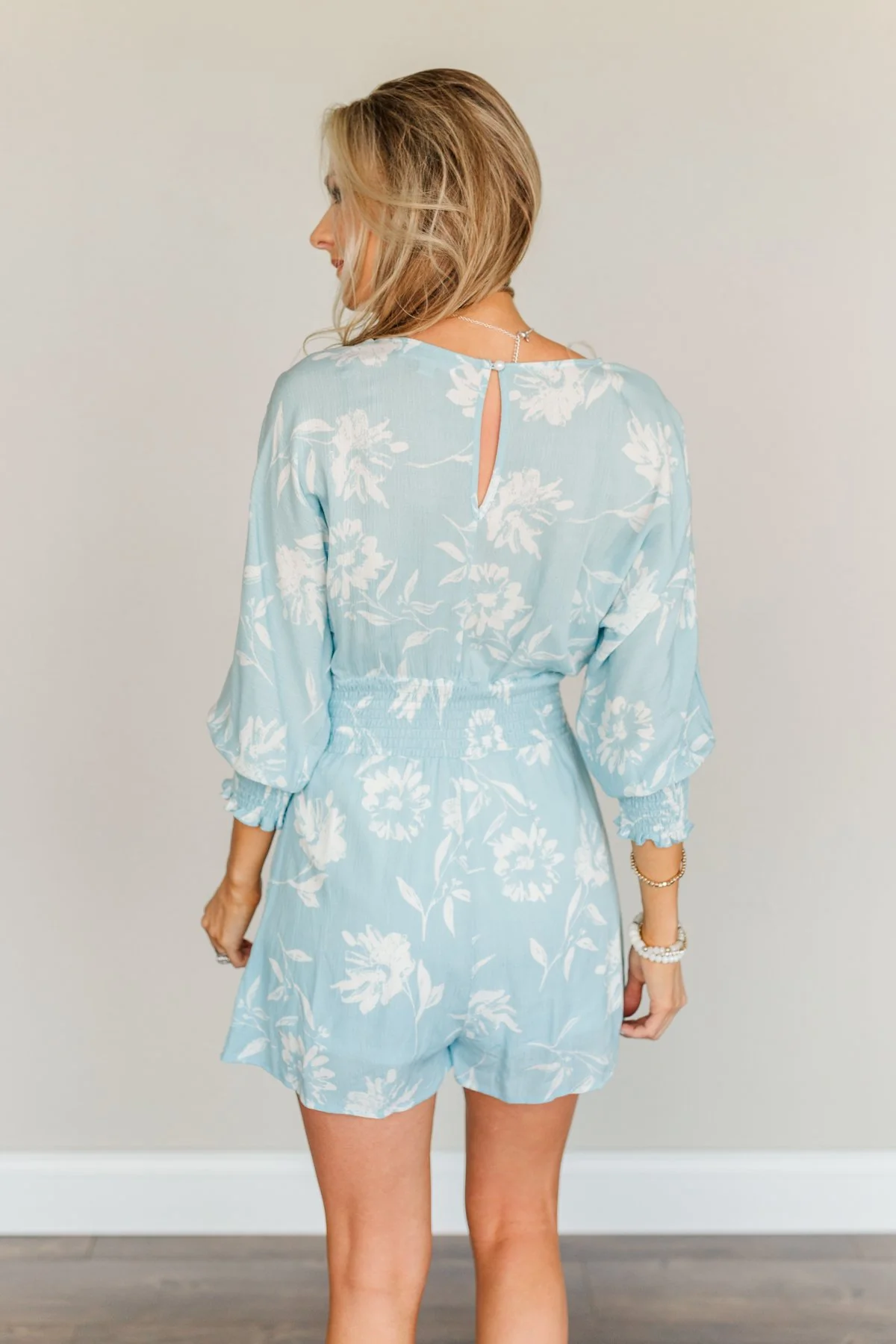 Got You On My Mind Floral Romper- Sky Blue - Image 12