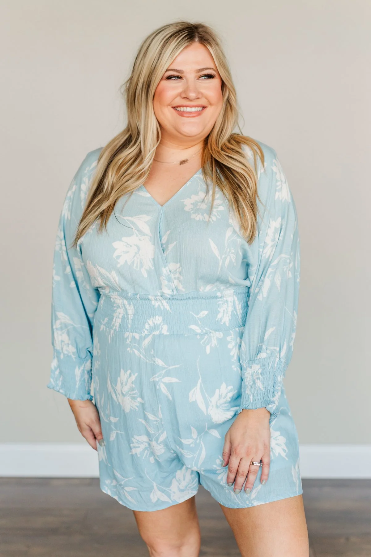 Got You On My Mind Floral Romper- Sky Blue - Image 5