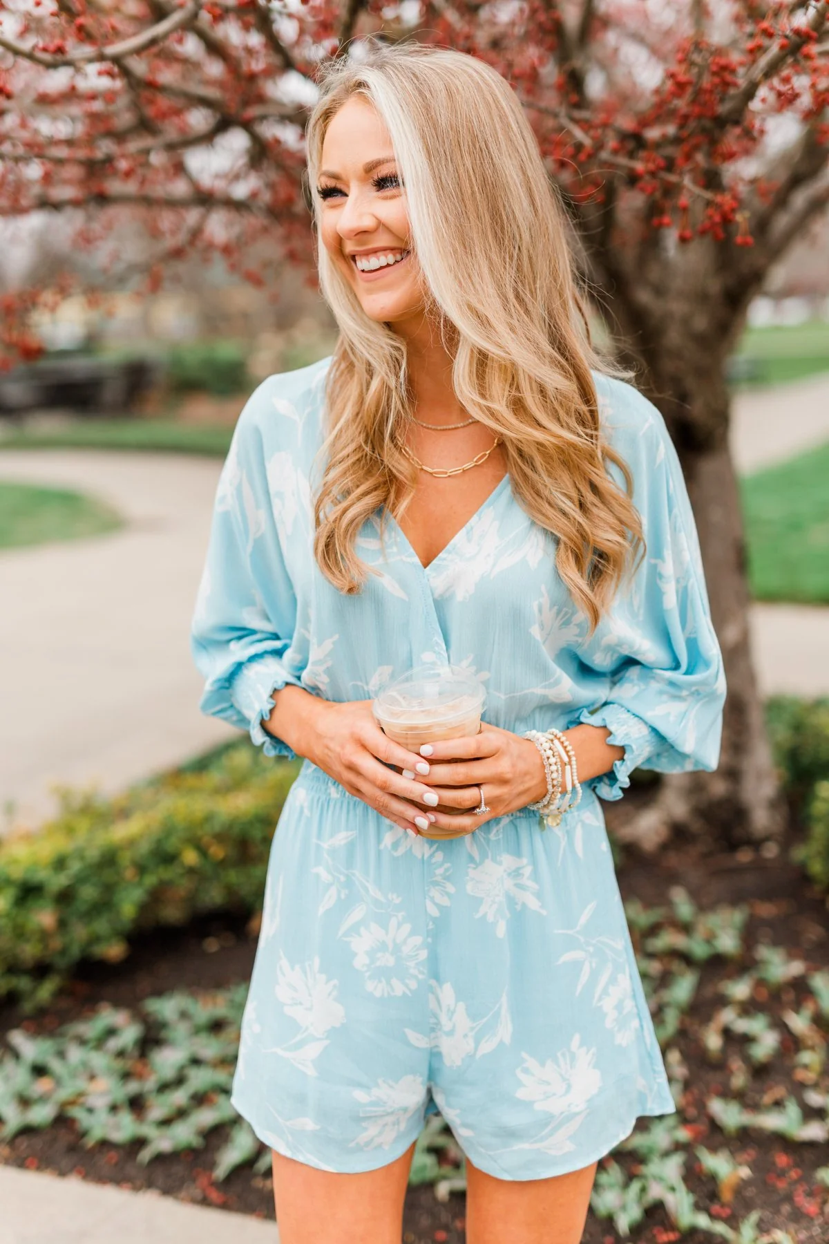 Got You On My Mind Floral Romper- Sky Blue - Image 6