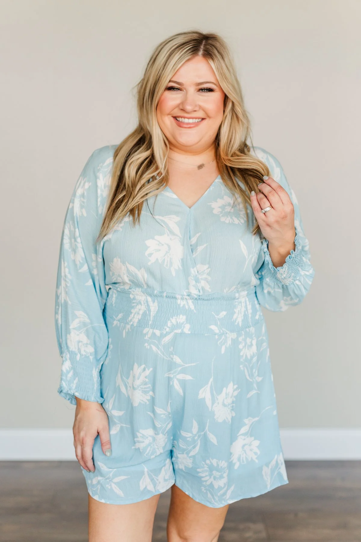 Got You On My Mind Floral Romper- Sky Blue - Image 7