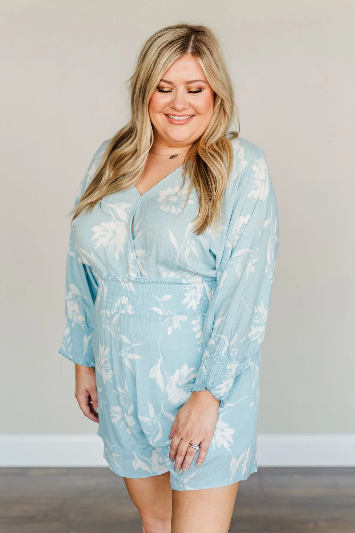 Got You On My Mind Floral Romper- Sky Blue - Image 8