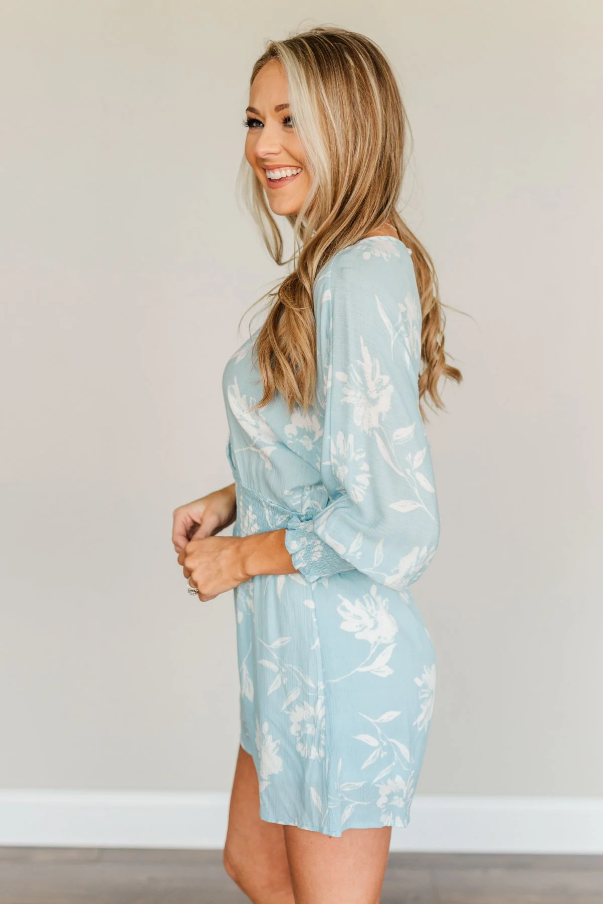 Got You On My Mind Floral Romper- Sky Blue - Image 9