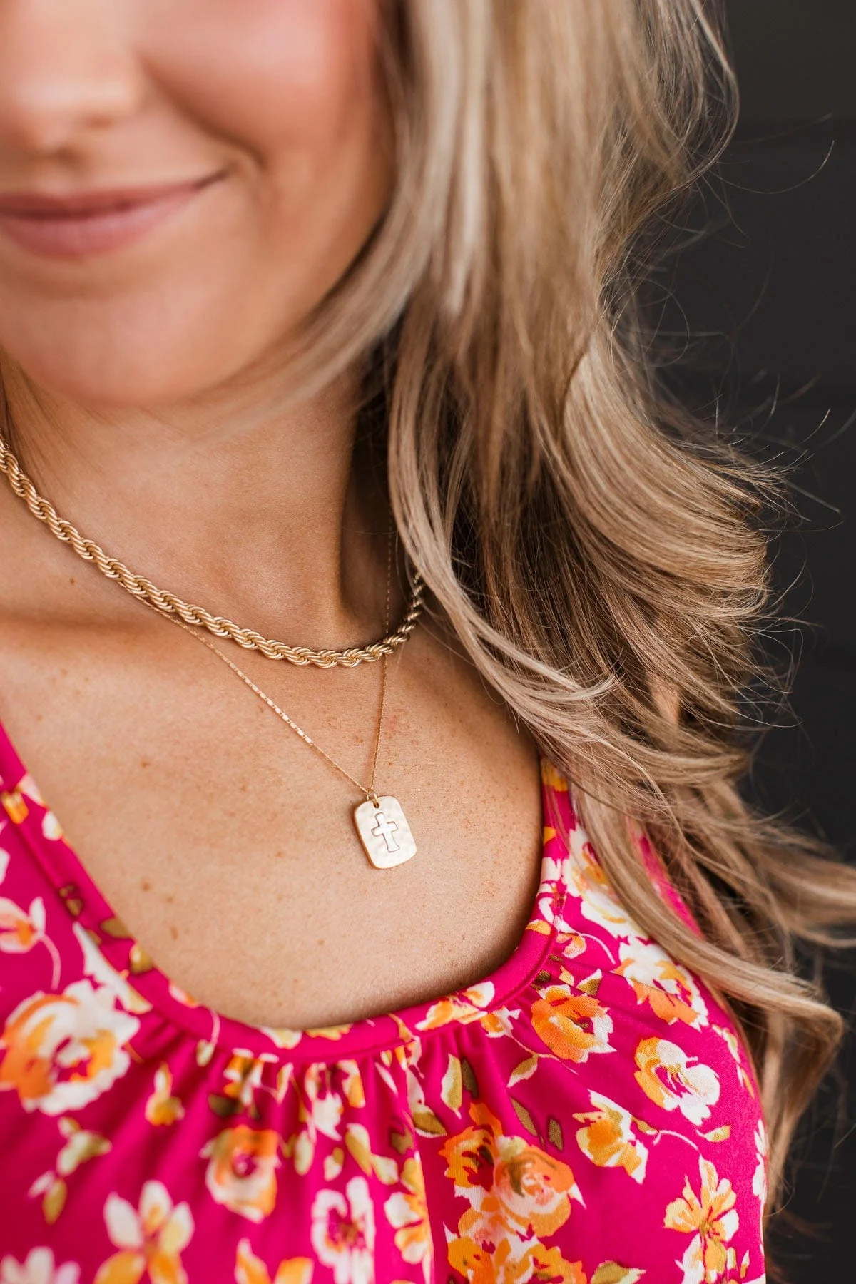 Grace-Filled Life Cross Necklace- Gold - Image 2