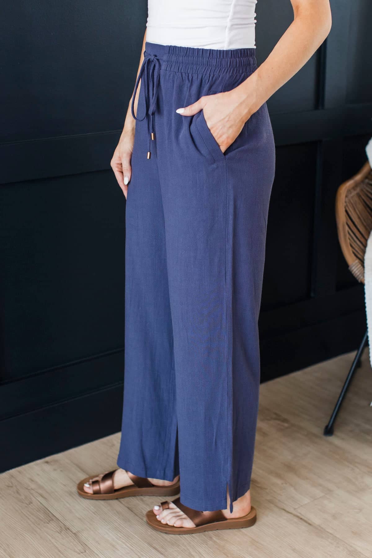 Grace In Every Step Linen Pants- Navy - Image 5