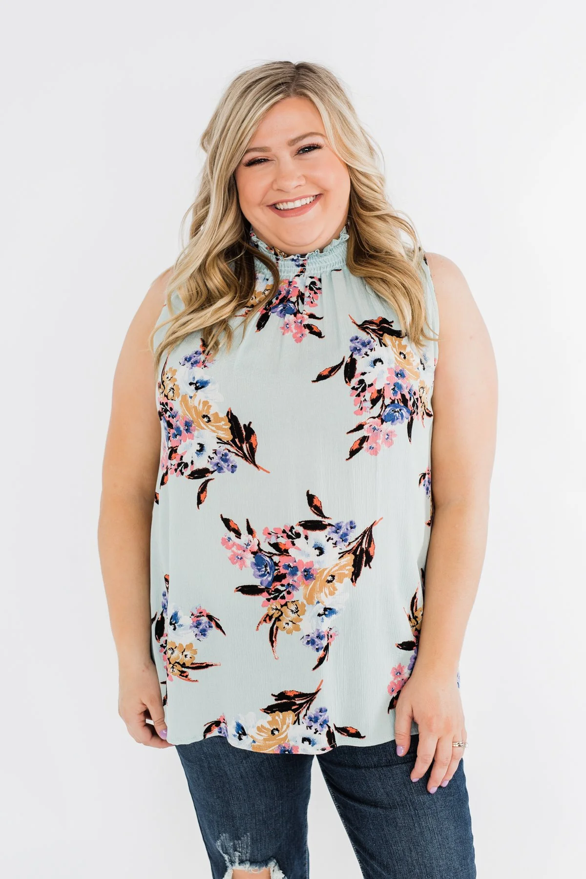 Gracefully In Love Tank Top- Light Mint Blue - Image 5